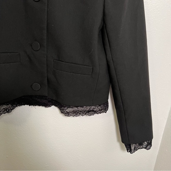 Zara Basic Collection Lace Trim Crop Blazer Black S - Picture 6 of 13